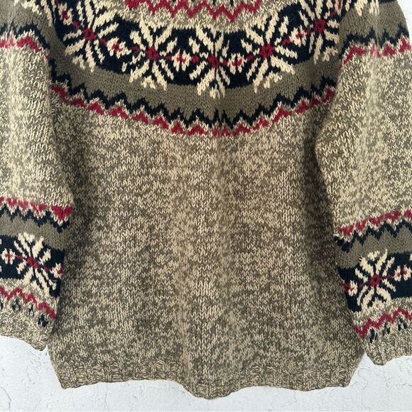 EDDIE BAUER Sweater Women Size Petite Medium Nordic Fair Isle Wool Boho - Picture 4 of 8